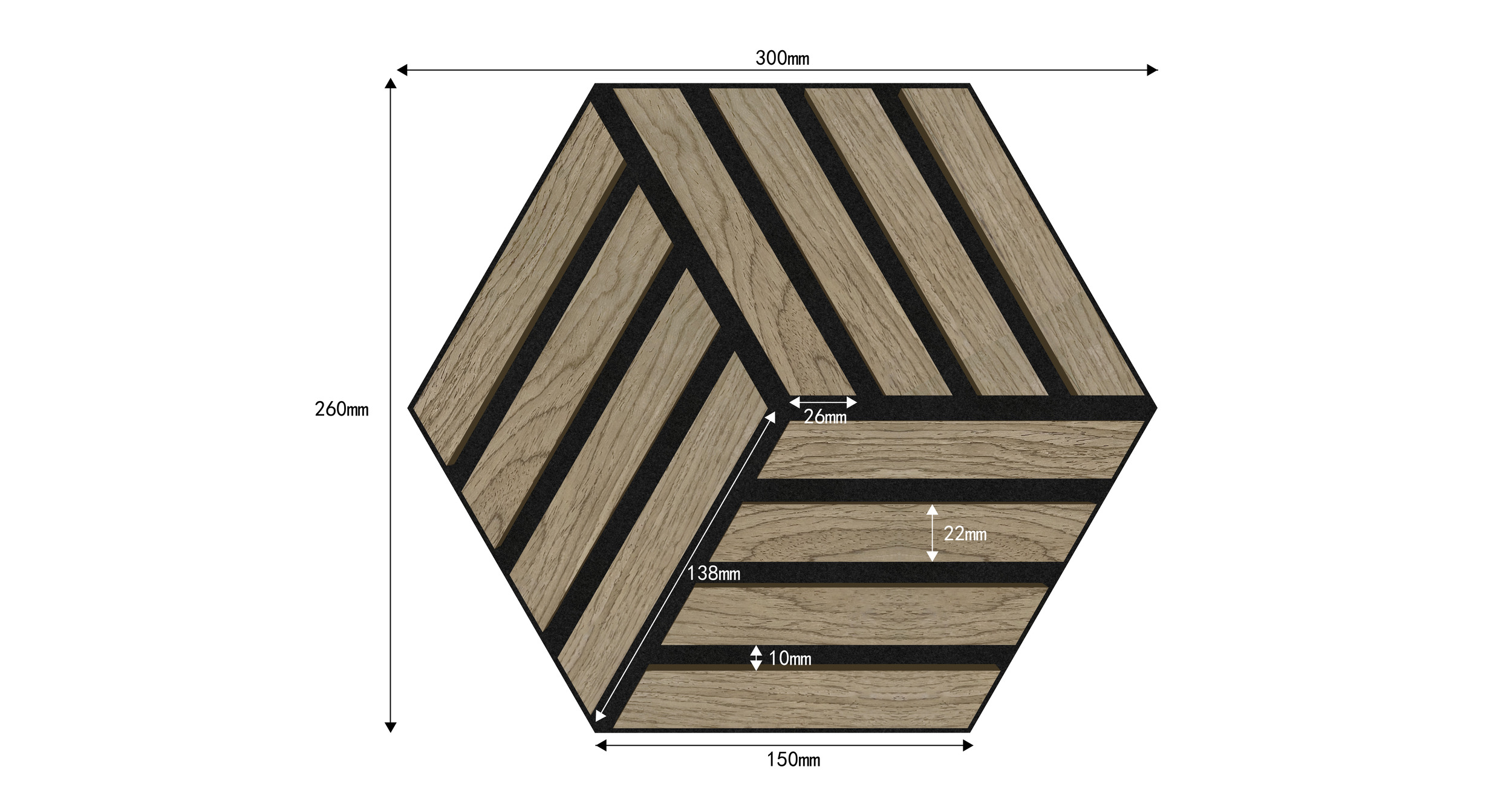 Hexagon Acoustic Panel - Walnut